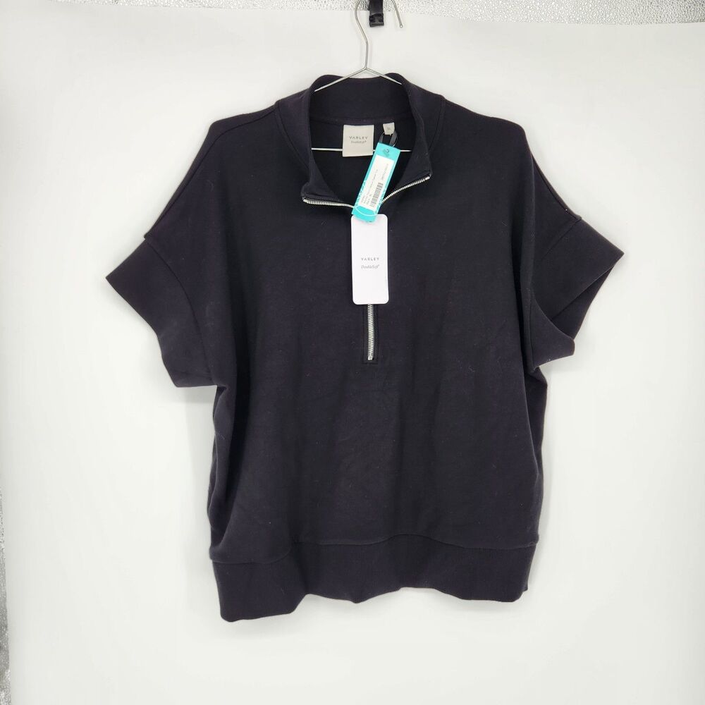 Varley Black XL Ritchie Short Sleeve Sweat Sweater Top NWT $138.00
